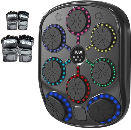 Turquvix Musik-Boxmaschine für Erwachsene und Kinder, intelligentes Bluetooth-Wand-Punching-Ziel mit LED-Feedback und Boxhandschuhen, Home-Gym elektronischer Boxsack für Indoor-Workouts