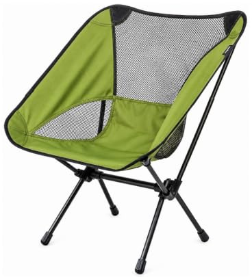 Green Portable Folding Camping Chair - Lightweight with Carry Bag Folding Chair for Adults, Kids. Rapid Assembly Anti-Slip Padded Ultra Compact Summit Chair for Camping, Fishing, Picnic or Hiking