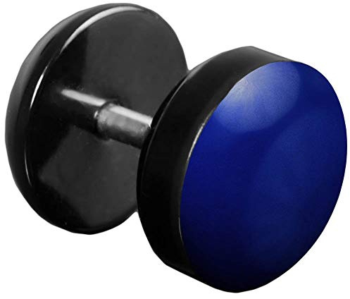 viva-adorno® 1 Stück Fake Plug Ohrstecker Edelstahl Acryl schwarz mit farbig emaillierter Front Z465 Schwarz/Dunkelblau
