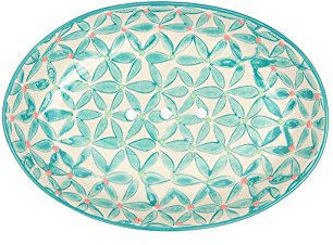 Lot de 6 Tranquillo Porte-Savon Lou en céramique avec des Trous pour l'évacuation de l'eau 14 x 9,5 x 2 cm