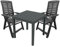 Mojawo Gartengarnitur - 3-teilig - Gartentisch Kunststoff 78x78cm H72cm - + 2 Klappstühle - Kunststoff Anthrazit - Bistro Set - Esstisch - Hochlehner