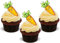 KAROTTE (Ideal für Karotte Cupcakes!) - 12 essbare hochwertige stehende Waffeln Kuchen Toppers - Carrot (Great for on Carrot Cupcakes!)