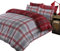 Dreamscene Boston Check Duvet Cover with Pillow Case 100% Brushed Cotton Flannelette Reversible Tartan Bedding Set, Red Grey Silver, Super King