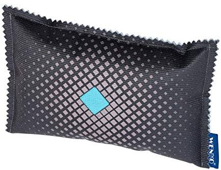 WENKO Auto-Entfeuchter-Kissen mit Sättigungsanzeige, wiederverwendbar, hilft bei beschlagenen Autoscheiben und schützt vor unangenehmen Gerüchen, mit 350 g Entfeuchter Granulat, 11,5 x 3 x 19 cm