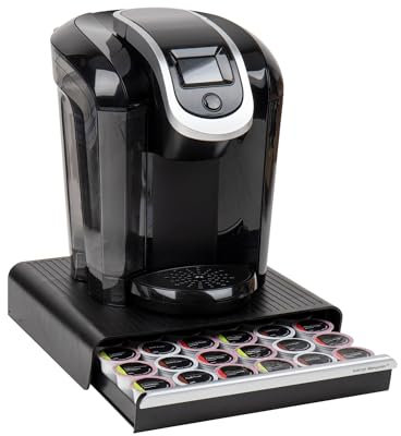 Mind Reader HERO36-BLK - Cassetto da caffè monodose, capacità 36 cialde, organizer da bancone, 32,4 cm di lunghezza x 33 cm di larghezza x 7,6 cm di altezza, plastica, nero