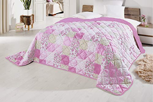 MB Warenhandel24 Tagesdecke XXL Allzweckdecke ca. 220x240 Patchwork Landhaus Sofa Bettüberwurf (Beere Patchwork)