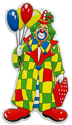 NET TOYS Lustige Wanddeko Clown mit Luftballons 60 cm - Originelle Party-Dekoration Harlekin Raumdeko - Genau richtig für Fasching & Karneval
