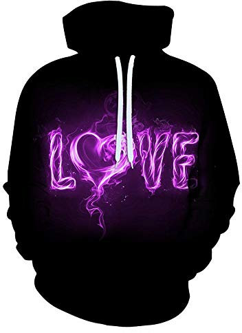Laizs Felpe Pullover Coulisse Tasca Sweatshirt 3D Hoodie novità Felpa Unisex con Cappuccio Funky Stampato Viola Ove A5894,M