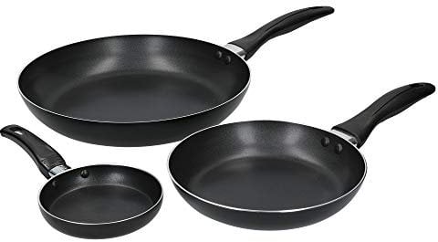KitchenCraft Non Stick Frying Pan Set, Aluminium Frying Pans, Black, Set of 3 (28cm, 20cm & 12cm)