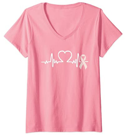 Femme Mois de la sensibilisation au cancer du sein Rose Octobre 2021 T-Shirt avec Col en V