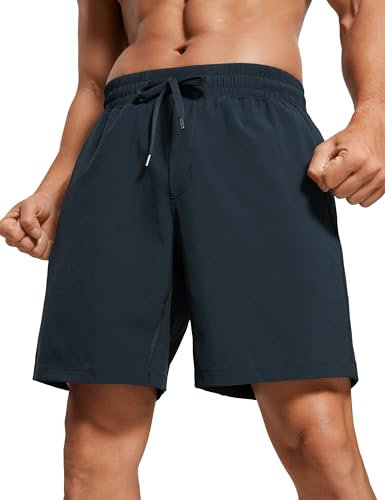 CRZ YOGA Herren Sports Shorts Schnelltrocknend Fitness Kurz Hose Laufshorts mit Taschen - 18cm Echte Marine L