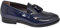 Scarpe Uomo Classico Mocassino Inglese Elegante Cerimonia Vernice Lucido Blu Vera Pelle Fondo Cuoio Made in Italy (40 EU)