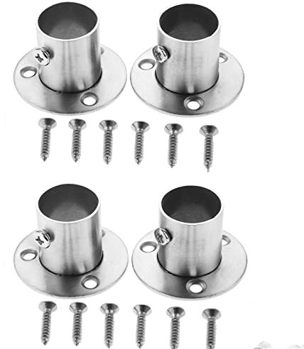 Hicello 4 stück Flansche aus Edelstahl für Kleiderschrank, Rohrleitung, Stütze und Halterung, Verbindung zwischen Rohren, Kleiderstangehalter-22mm
