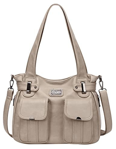 KL928 Handtasche Damen Umhängetaschen Damenhandtasche Schultertasche gemacht aus PU Leder Kunstleder Elegant Damen Tasche für Büro Schule Einkauf mit vielen fächern (UV Stone)