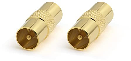 Conecto Adattatore per Antenna, Spina IEC su Spina IEC, Placcato Oro, Set di 2