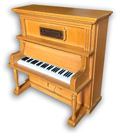 BinkeGG Braun Spieldose Holz Aufrecht Klavier Uhrwerk Spieluhr mit Sankyo Musik Mechanismus (Option 60 Melodien) (Davy Jones (Pirates of the Caribbean))