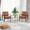 Yaheetech Sessel 2er Set Retro Loungesessel aus Kunstleder, Relaxsessel mit Rückenlehne, Einzelsessel mit Metallrahmen, für Wohnzimmer/Empfangsraum/Büro, Hellbraun
