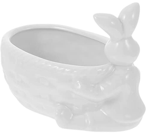 Cabilock Tierpflanzgefäße Keramik Ostern Stifthalter Cartoon-pflanztöpfe Osterhasenstatue Aus Keramik Osterhasen-Statue Keramik Osterhasen Deko Ostern Blumentopf Büro Kaninchengarten Mini