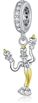 Charm Bougie la Belle et la Bête Lumière pour Disney en argent 925 - Les Folies pour Pandora, Argent sterling, Zircone cubique