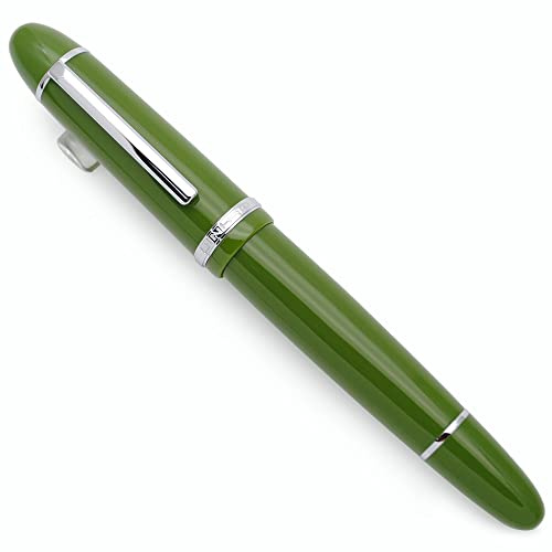 JINHAO X159 Harz Füllfederhalter mit Tinte Konverter (Feine Feder, Avocado Grün Silbernem Clip)