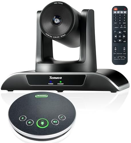 Tenveo Conference Camera with Bluetooth Speakerphone and Microphone 3X Optical Zoom USB3.0 HDMI PTZ Camera Bundle 1080P 60FPS Video Conferencing System for Meeting Church Teams Zoom Skype OBS