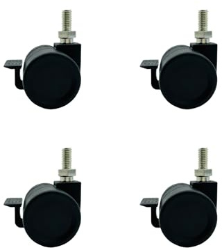 LIKERAINY Nylon-Lenkrollen für Möbel mit Bremse CH2611 mit Gewindebefestigung Ersatz für Möbel Roller Lenkrolle Schrankrollen Moebelrollen Tischrollen Raddurchmesser Ø 38mm 4 Stück