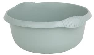 TENLITE High Grade Plastic Round Bowl with Integral Handle | Stylish Design Strong Durable with High Gloss Chic Finish Home & Basin, Sink Organiser Multipurpose Use - (Silver Sage, 28cm Round Bowl)