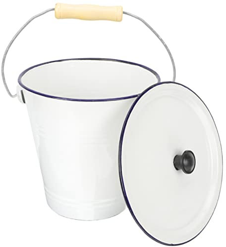 VINTORKY Enamel Bucket with Lid Versatile Container for Milk Water and More Convenient Handle for Home Commercial Use Storage