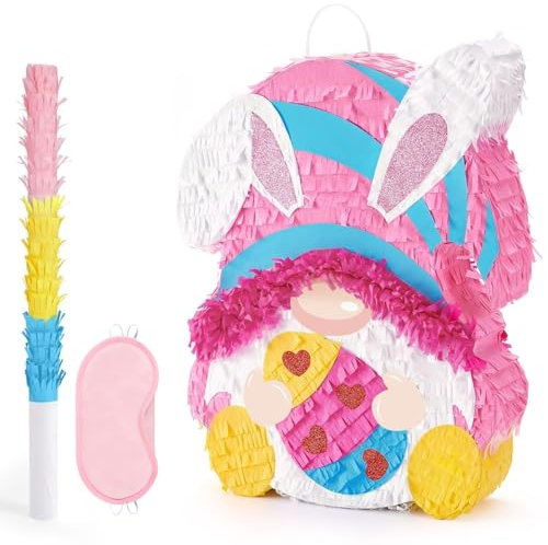 WERNNSAI Oster Piñata - Osterparty Dekorationen für Kinder Pinata Frühlings Pinata mit Augenbinde und Stock Geburtstagsparty Schulaktivitäten Spiel Frühlingsparty Spiel Piñata Frühlings Piñata