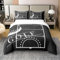 Homewish Golf Print 100% Baumwolle Bett Set für Männer Sport Thema Bettbezug 220x240,Schwarz Weiß Bettwäsche Set Ball Gamer Tröster Abdeckung,Cartoon Golfplatz Bettbezug Atmungsaktiv Soft (Schwarz)