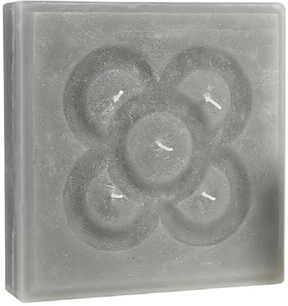 LAMARE Dekorative Kerze, Fliesen, Design der Stadt Barcelona, große Kerze, 20 x 20 x 4 cm, Grau, Cerabella