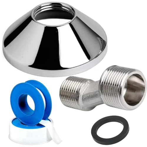 Parpyon® Raccordo Eccentrico Rubinetto 10MM Sifone Lavello Cucina Tubo scarico lavandino Antiodore, Flessibile Rubinetto miscelatore + nastro e guarnizione (Rac Eccentrico 1/2-3/4-10MM)