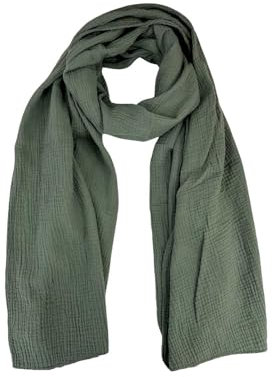 FASHION YOU WANT Weichster Musselin Tuch Damen Langer Schal, Muslin Nursing Scarf 64 x 210 cm, Halstuch, Musselintücher (Khaki)