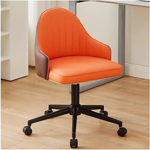 Widppsopt Schreibtischstuhl aus Kunstleder, Drehsessel, Bürostuhl mit schwarzem Rahmen, höhenverstellbarer Computer-Arbeitsstuhl, rollbar (Größe: Größe, Farbe: Orange)