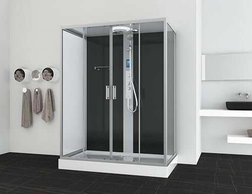 Sanotechnik Cabina doccia completa New York – con montaggio rapido 90 x 160 x 215 cm, doccia con soffione e doccetta, getti massaggianti, con piatto doccia, box doccia completo