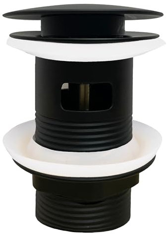 BELZ Scarico per lavabo con troppopieno, scarico per lavabo con intaglio Click Clack, scarico per lavabo pop-up, colore oro (Nero)