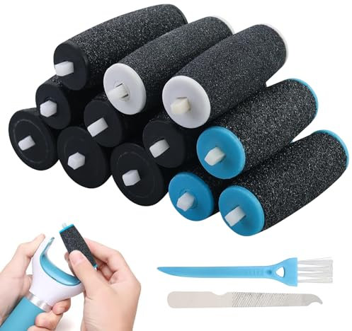 12 Pièces Rouleaux de Remplacement Rape Pieds pour Velvet Smooth, 3 Types de Rugosité, Recharge pour Pierre Ponce Rapeuse Electrique, pour Pedicure Râpe Pied électrique (2 Formes)