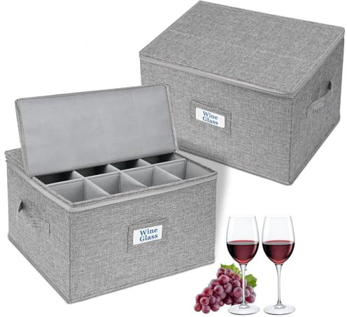Aufbewahrungskoffer für Stielgläser, Grau, 2 Stück