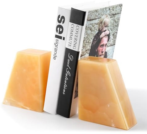 Koville Serre-livres en marbre pour étagères, serre-livres décoratifs pour livres lourds, décoration esthétique, antidérapant, robuste pour CD/films, décoration de table (Mexiique)