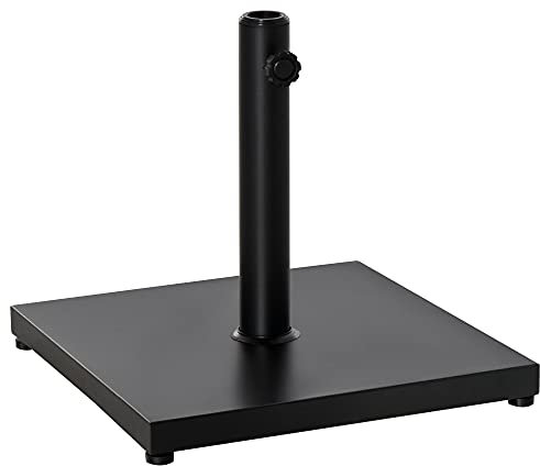 Outsunny Pied de Parasol carré, Socle Parasol extérieur, pour mât de Ø 35,38 et 48 mm, Poids Net 18 Kg, Base de Parasol en métal pour Jardin Patio terrasse, Noir