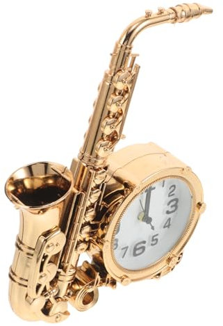 Warmhm Dekorativer Saxophon Wecker Retro Europäischer Tischwecker Vintage Musikinstrument Skulptur für Schlafzimmer und Wohnzimmer ohne Batterie