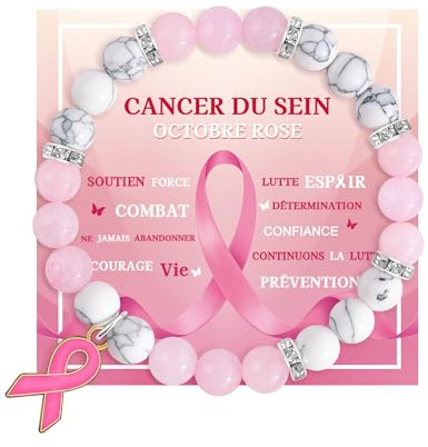 CheersLife Octobre Rose, Bracelet Octobre Rose accessoires 2026 | Bracelet Accessoire Perlé de Sensibilisation au Cancer du Sein avec Cadeau pour Amis Famille Collègues