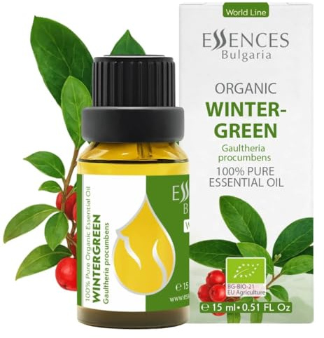 Essences Bulgaria Bio-Wintergrün-Ätherisches Öl 15ml | Gaultheria procumbens | 100 % Rein | Natürlich | Unverdünnt | Aromatherapie | Kosmetik | Tierversuchsfrei | Gentechnikfrei