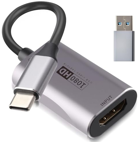 Aivane Adaptateur HDMI USB 1080P 60FPS, Compatible PS4 Switch Notebook Collector Multi-Plateforme, Carte de Capture Card HDMI vers USB pour la Vidéoconférence, Les Jeux, l'enseignement, Le Streaming