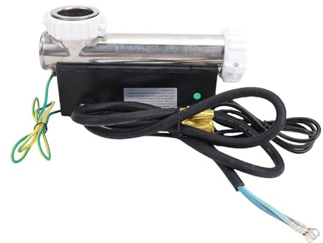 Acouto Electric Water Heater Thermostat, 3KW Stainless Steel Temperature Controller with 1.5 Inch Ports for Hot Tubs Portable Pools and Spa Bathtubs