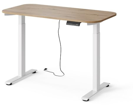 Vicco Schreibtisch höhenverstellbarer Elevate, Weiß/Artisan, 120 x 60 cm | 2 Motoren, zur elektrischen Höhenanpassung für ergonomisches Arbeiten