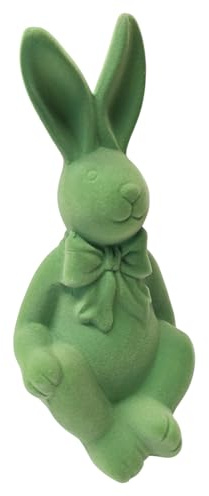 MACOSA WV5693 Osterhase sitzend Grün Dolomit beflockt 20 cm Dekohase Hase Skulptur Osteddeko Osterdekoration Figur Dekohase Dekofigur Ostern Dekoration Tischdeko (Grün)