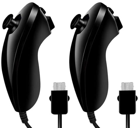 2er-Pack Nunchuk Controller für Wii und Wii U – Kompatibler Nunchuck-Controller mit Joystick und Action-Sensing, Ersatz-Controller für Nintendo Wii & Wii U Konsole