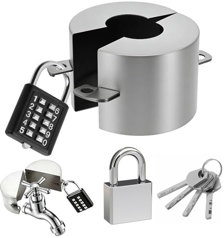 Serrure de robinet - Verrouillage de robinet avec serrure à combinaison - Serrure de robinet pour l'extérieur - En acier inoxydable - Antivol - Couvercle de serrure de robinet pour jardin et maison