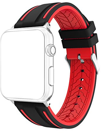 AISPORTS Compatible with Apple Watch Strap 42mm 41mm 40mm 38mm Silicone for Women Men, Soft Breathable Sport Wristband Metal Bracelet Replacement Strap for Apple Watch Series 10/9/8/7/6/5/4/3/2/1/SE
